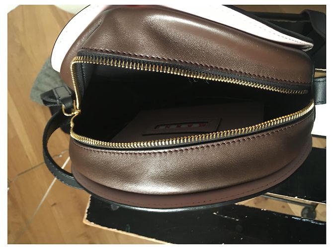 Borsa a mano Marni Tambourine in pelle marrone rosa - vista 6