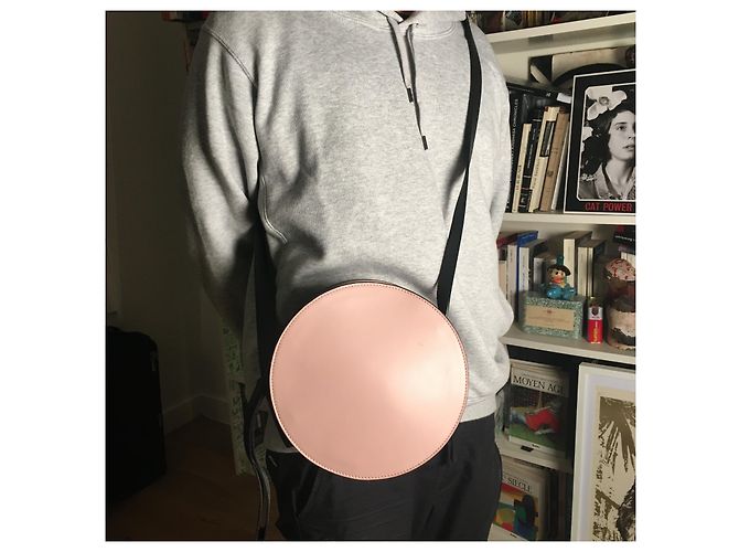 Borsa a mano Marni Tambourine in pelle marrone rosa - vista 7
