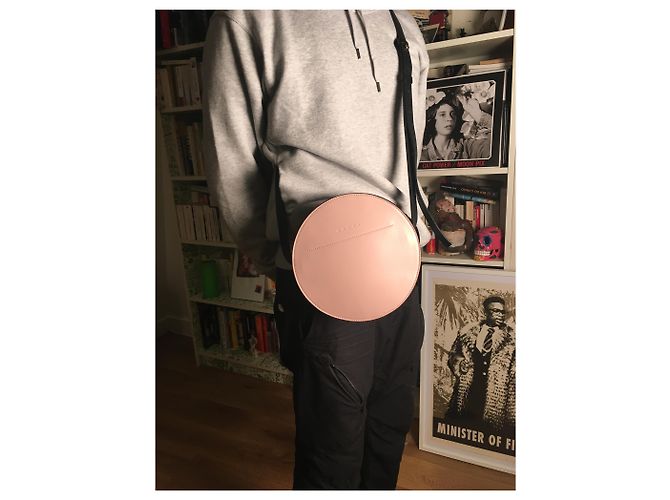 Borsa a mano Marni Tambourine in pelle marrone rosa - vista 9