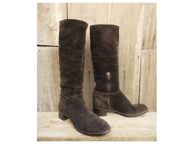 Botas Prada de ante marrón oscuro talla 38 - vista 2