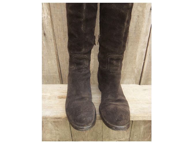 Botas Prada de ante marrón oscuro talla 38 - vista 3