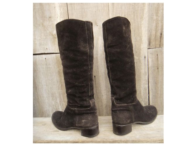 Botas Prada de ante marrón oscuro talla 38 - vista 4
