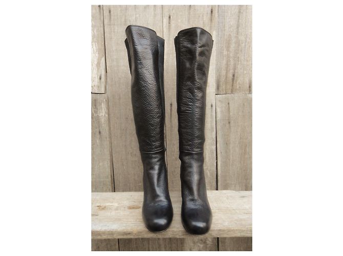 Sergio Rossi Black Leather Boots Size 38 - view 3