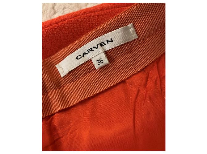 Carven Falda corta de crepé de lana Roja - vista 4