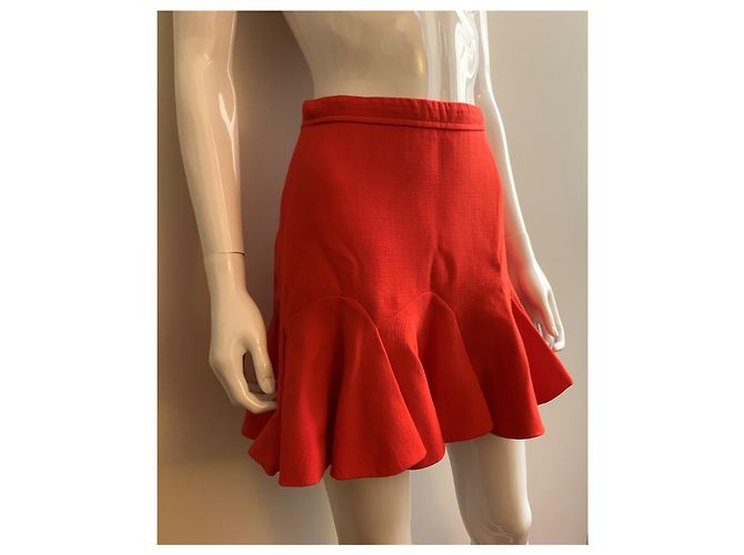 Carven Falda corta de crepé de lana Roja - vista 8