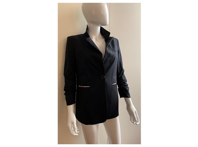 Emporio Armani '80s schwarze Wollblazerjacke - Ansicht 11