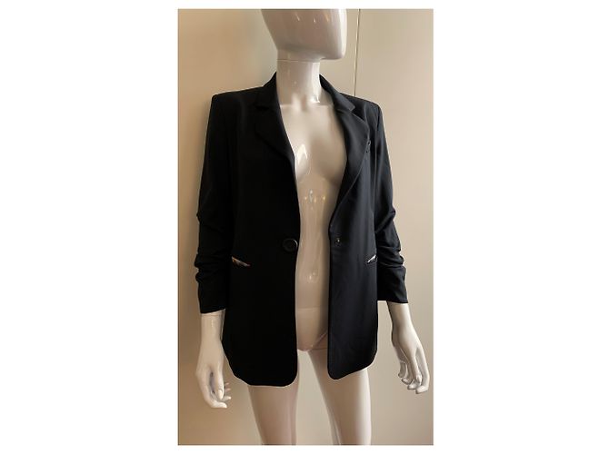 Emporio Armani '80s schwarze Wollblazerjacke - Ansicht 12