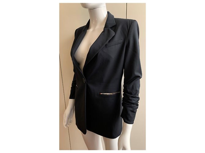 Emporio Armani '80s schwarze Wollblazerjacke - Ansicht 13