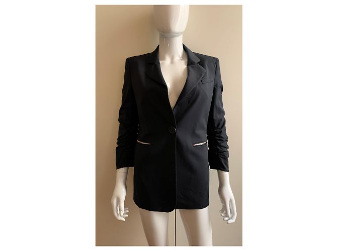 Emporio Armani '80s schwarze Wollblazerjacke - Ansicht 8