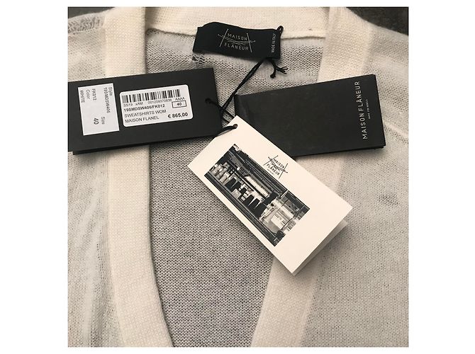 Autre Marque Maison Flâneur Strickjacke Creme Kaschmir Roh - Ansicht 5
