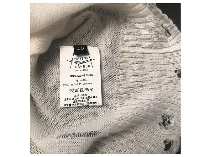 Autre Marque Maison Flâneur Strickjacke Creme Kaschmir Roh - Ansicht 6
