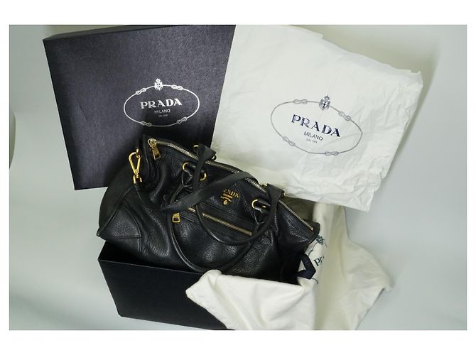 PRADA Bauletto Borsa in Pelle Vitello Daino Nera - vista 17