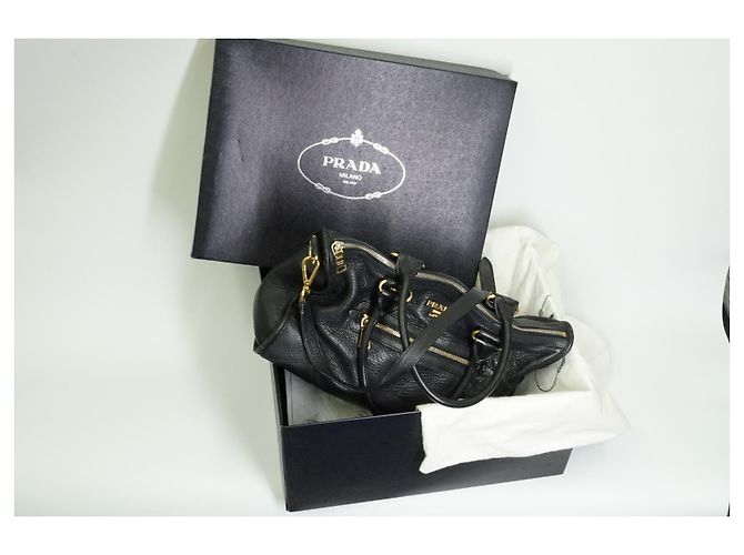 PRADA Bauletto Borsa in Pelle Vitello Daino Nera - vista 18