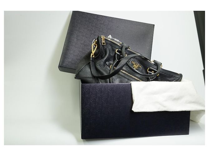 PRADA Bauletto Borsa in Pelle Vitello Daino Nera - vista 19