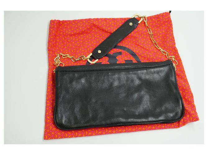 Pochette Tory Burch Reva in pelle nera metallizzata - vista 6