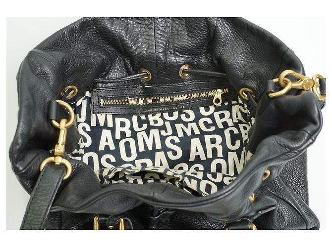 Marc by Marc Jacobs Hobo classico in pelle nera con coulisse Q. - vista 22