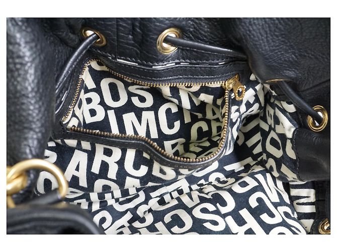 Marc by Marc Jacobs Hobo classico in pelle nera con coulisse Q. - vista 6