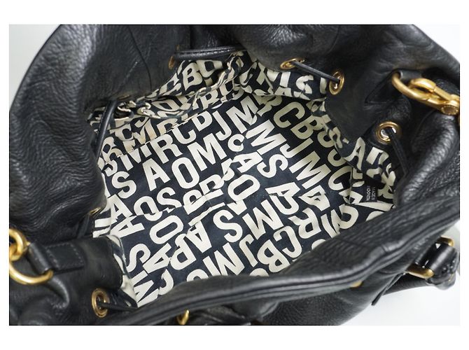 Marc by Marc Jacobs Hobo classico in pelle nera con coulisse Q. - vista 9