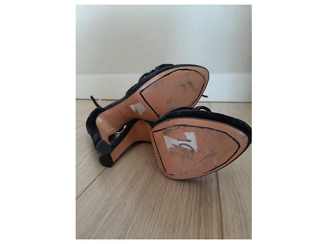 Sandali Miu Miu in velluto grigio - vista 4