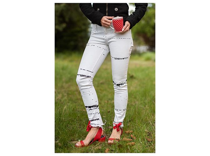 Autre Marque Vaqueros DL 1960 Estampado Negro Blanco Algodón - vista 7