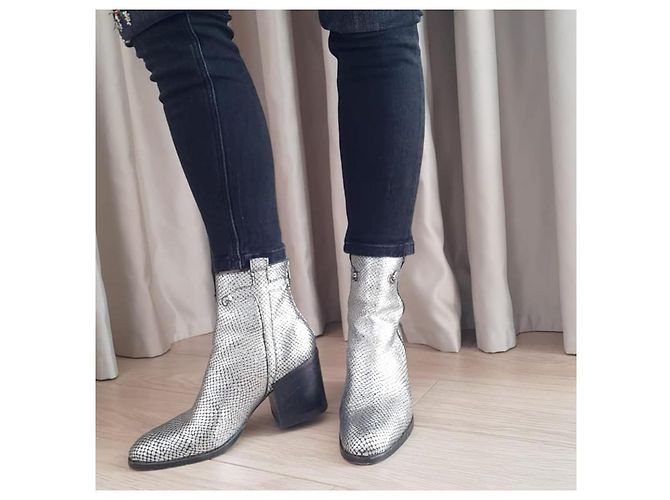 Autre Marque Botines Purified de piel plateada 38 Plata - vista 3