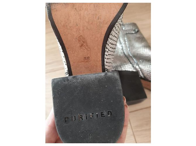 Autre Marque Botines Purified de piel plateada 38 Plata - vista 4