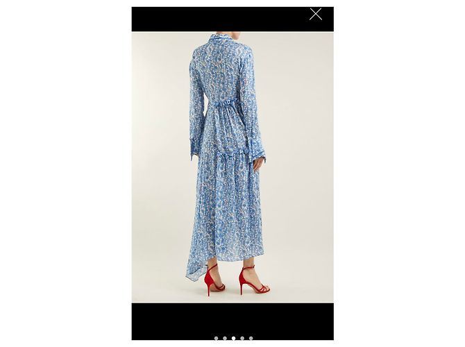 Vestido largo Preen By Thornton Bregazzi con motivo floral de viscosa Blanco Roja Azul - vista 10