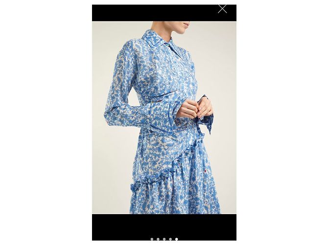 Vestido largo Preen By Thornton Bregazzi con motivo floral de viscosa Blanco Roja Azul - vista 11