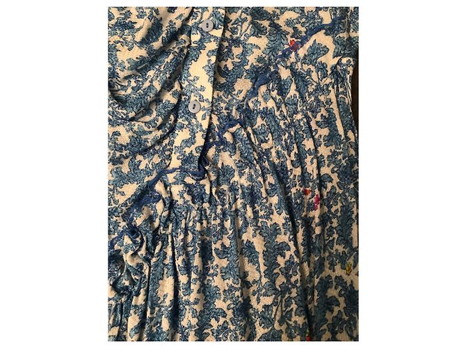 Vestido largo Preen By Thornton Bregazzi con motivo floral de viscosa Blanco Roja Azul - vista 6