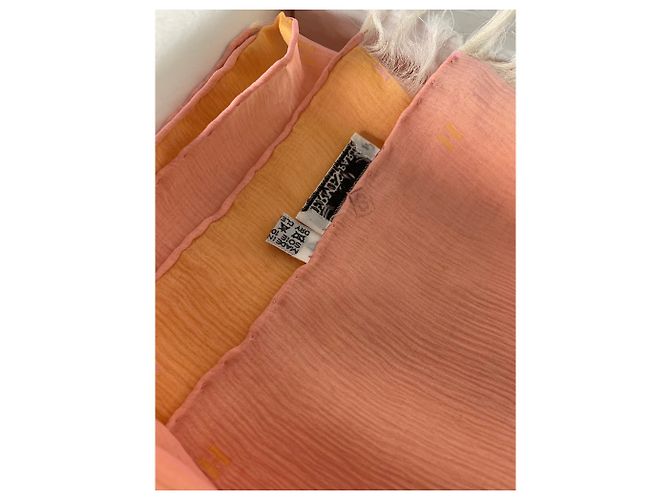 Stola Hermès in seta arancione con logo H - vista 10