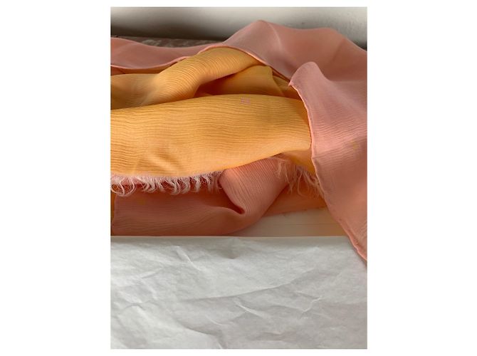 Stola Hermès in seta arancione con logo H - vista 5