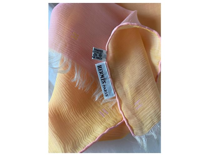 Stola Hermès in seta arancione con logo H - vista 7