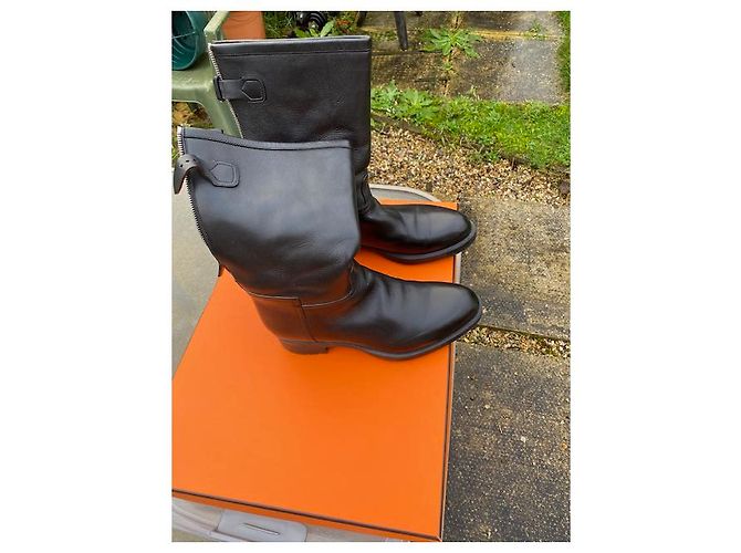 Bottes Hermès en cuir noir taille 40 - vue 4