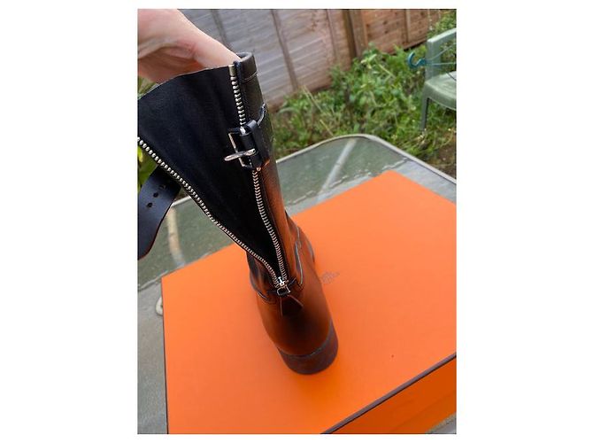 Bottes Hermès en cuir noir taille 40 - vue 5