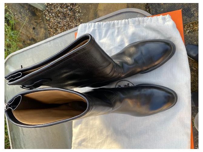 Bottes Hermès en cuir noir taille 40 - vue 8