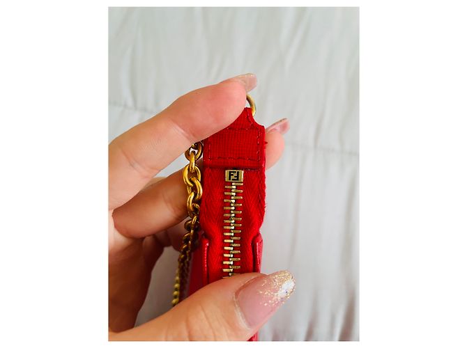 Baguette Fendi Vitello Elite Bleistift Rot - Ansicht 5
