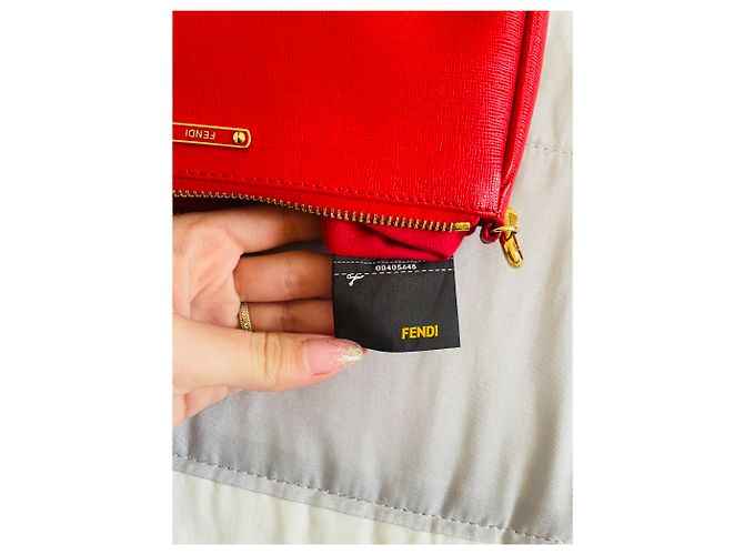 Baguette Fendi Vitello Elite Bleistift Rot - Ansicht 9