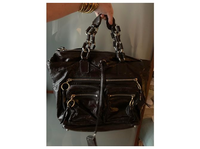 Borsa a mano Chloé Betty in vernice marrone scuro - vista 5