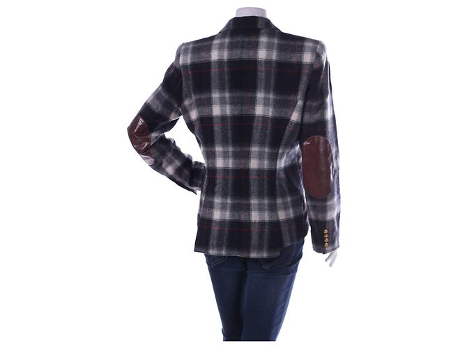 Autre Marque Smythe Tartan Wollblazer mit Lederdetails - Ansicht 2