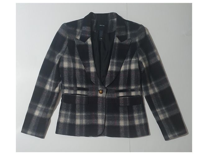 Autre Marque Smythe Tartan Wollblazer mit Lederdetails - Ansicht 3