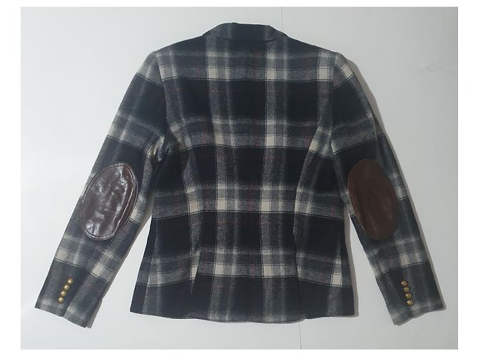 Autre Marque Smythe Tartan Wollblazer mit Lederdetails - Ansicht 4