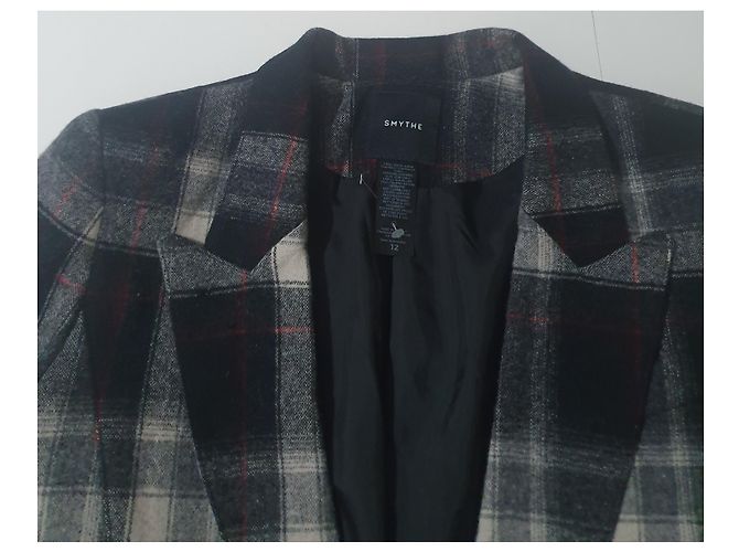 Autre Marque Smythe Tartan Wollblazer mit Lederdetails - Ansicht 5