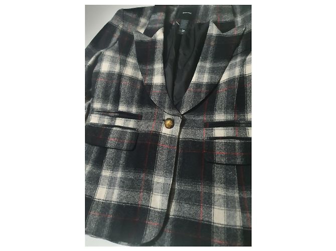 Autre Marque Smythe Tartan Wollblazer mit Lederdetails - Ansicht 6