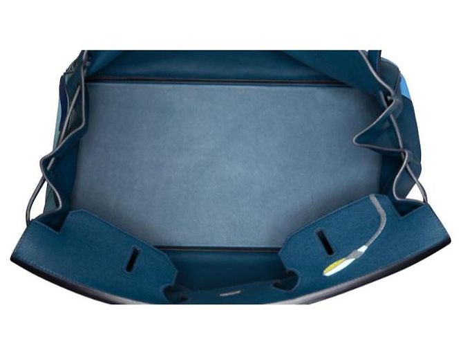 Haut à courroies Borsa a mano Hermès Birkin 50 HAC Blu in Pelle - vista 9