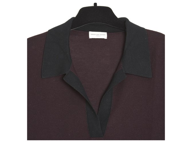 Maglione in lana Dries Van Noten bordeaux nero 38 Bordò - vista 2