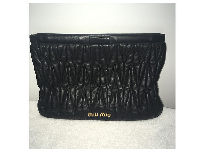 Pochette Miu Miu in pelle nera Nero - vista 7