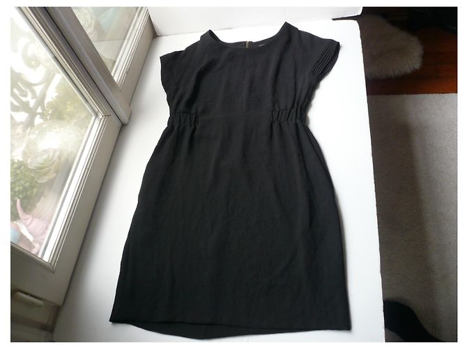 Autre Marque COTELAC Schwarzes Midikleid zerknittert T-Typ1 Neuve - Ansicht 11