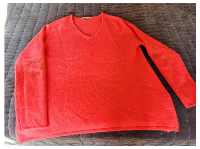 Autre Marque Kaschmirpullover pfirsich mit Pailletten Details Angeln - Ansicht 4