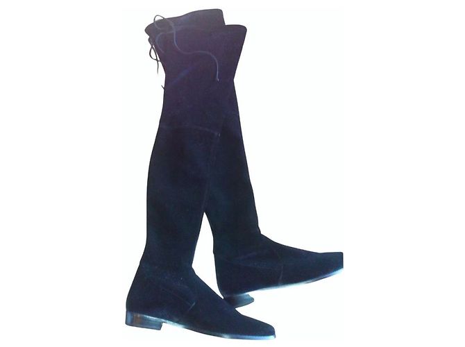 Botas Stuart Weitzman de terciopelo negro - vista 5