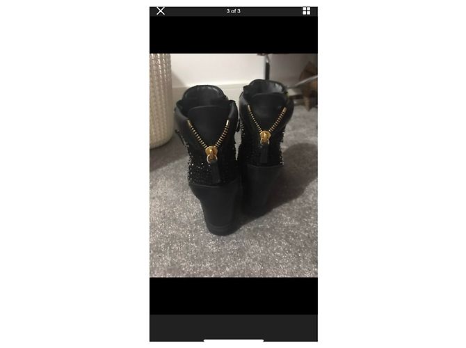 Giuseppe Zanotti High Top Sneaker Leder Schwarz Silber Golden - Ansicht 2